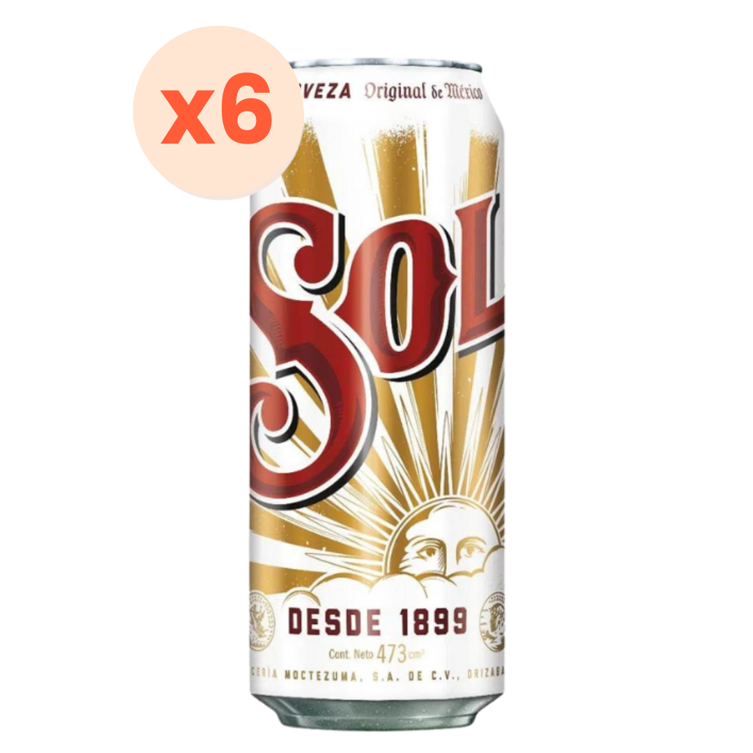 6x Cervezas Sol Lata 470cc