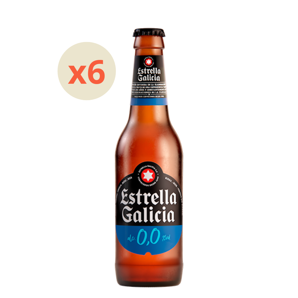 6x Cerveza Estrella Galicia Sin Alcohol Botellín 250cc