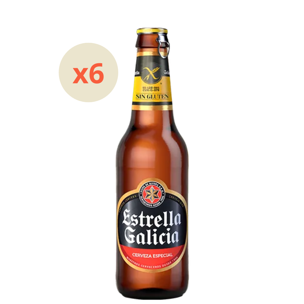 6x Cerveza Estrella Galicia Sin Gluten Botellín 5,5° 250cc