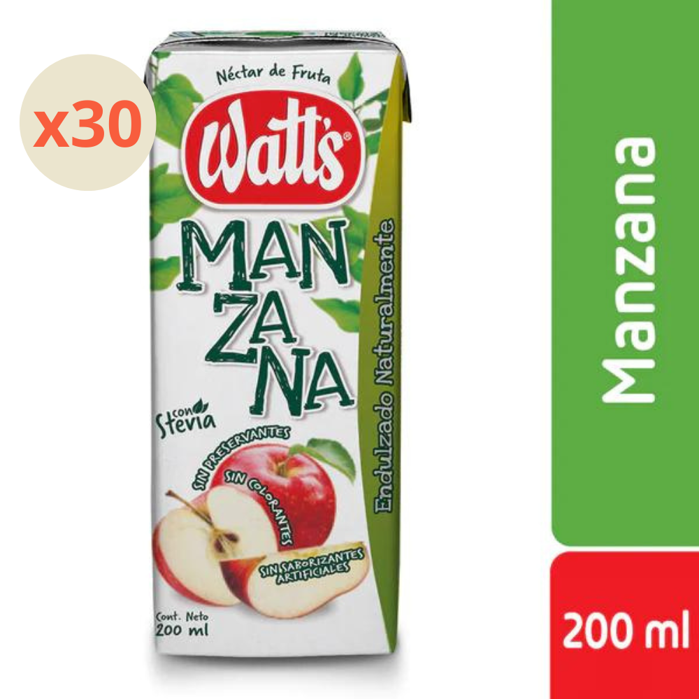 30x Jugo Watts Manzana Normal 200cc