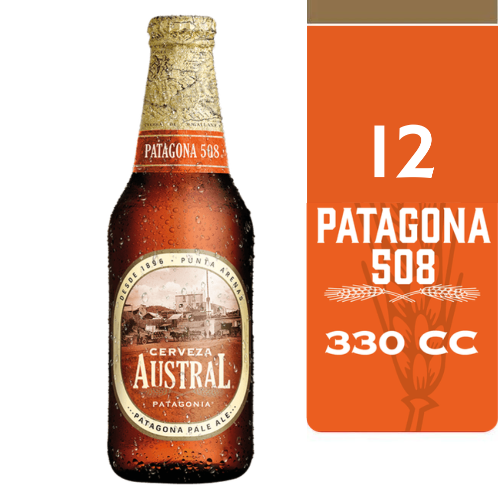 12x Cerveza Austral Patagona 508 Botellín 330cc