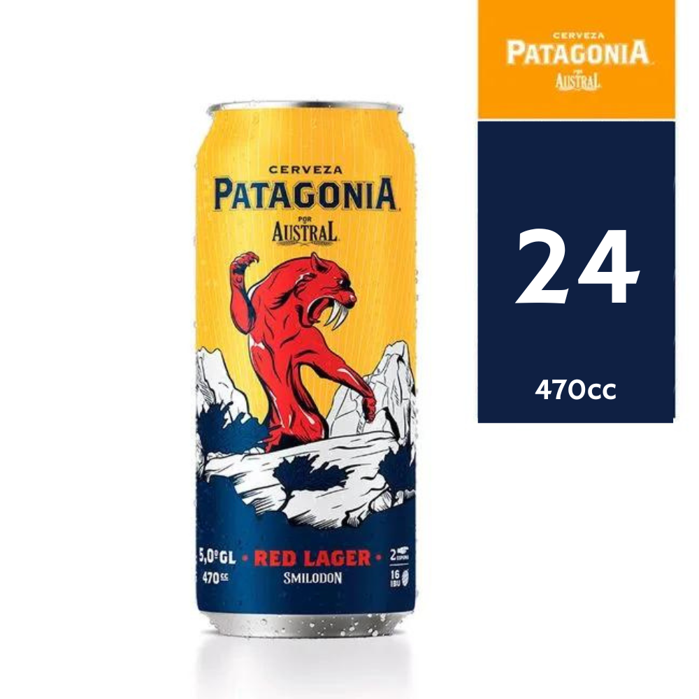 24x Cerveza Austral Patagonia Red Lager Lata 470cc