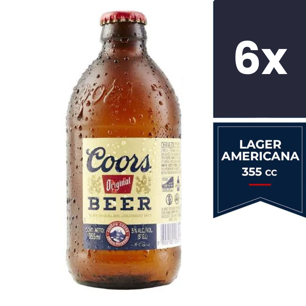 6x Cervezas Coors Original Botellín 355cc