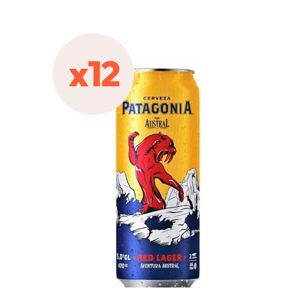12x Cerveza Austral Patagonia Red Lager Lata 470cc