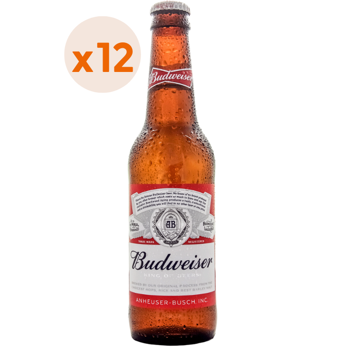 12x Cerveza Budweiser Botella 330cc