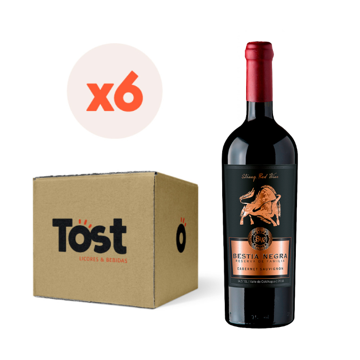 Caja 6x Vino Bestia Negra Reserva De Familia Cepas ($6.390 c/u)