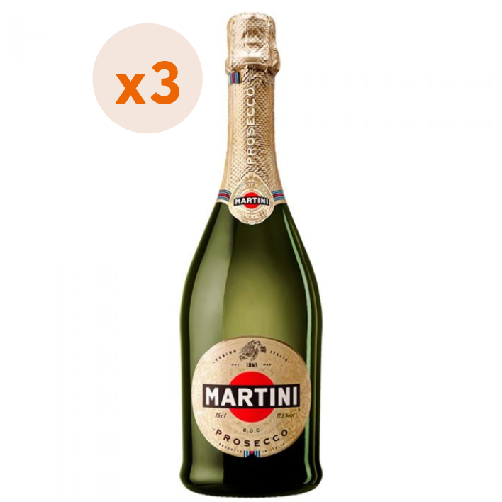 3x Espumante Martini Prosecco 750cc ($10.663 c/u)