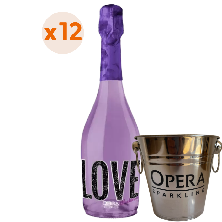 12x Espumantes Opera Love 750cc 7º ($4.136 c/u) + Cubetera Opera