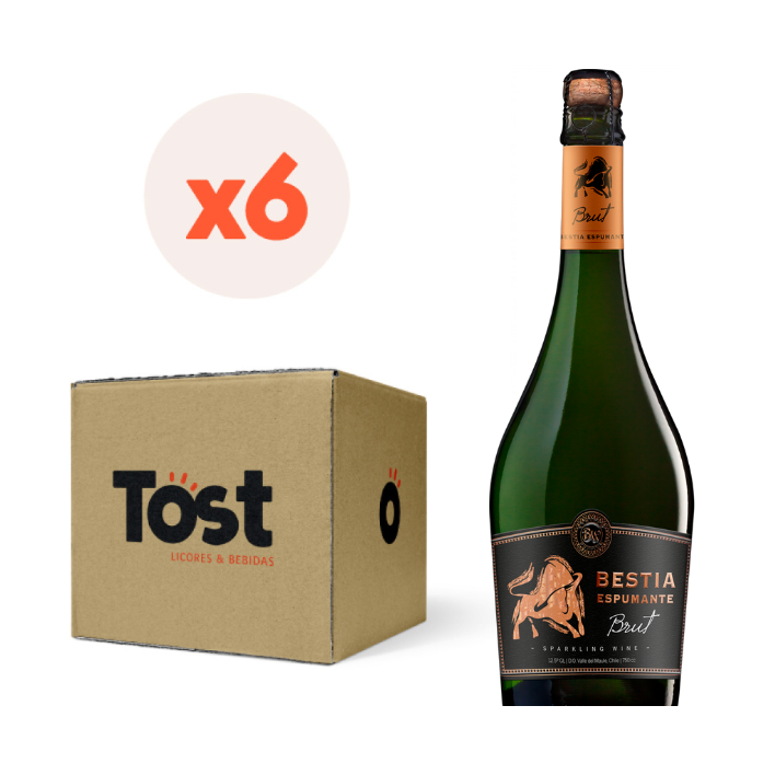 6x Espumante Bestia Negra Brut 12,5° 750cc ($6.831 c/u)