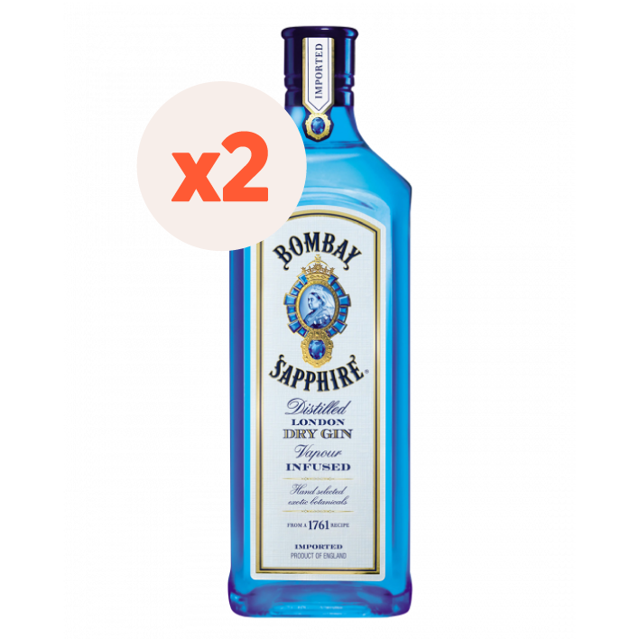 2x Gin Bombay Sapphire 47º 750cc ($12.890 c/u)