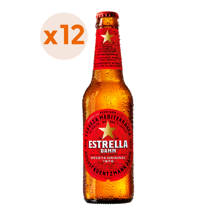 12x Cerveza Estrella Damm Clásica 4,6° 355cc