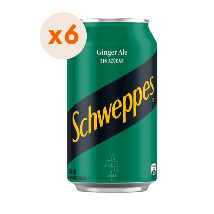 6x Bebida Schweppes Ginger Ale Zero Lata 350cc