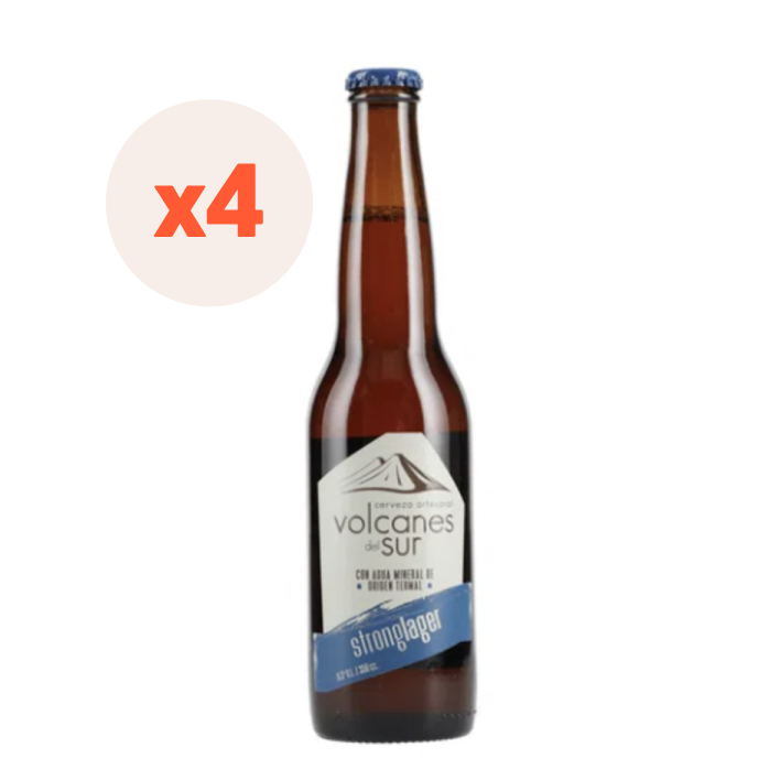 4x Cerveza Volcanes del Sur Strong Lager 330cc