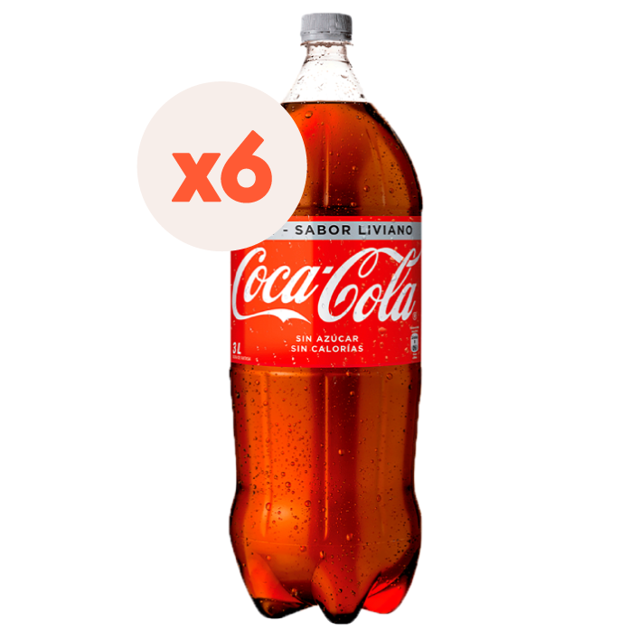 6x Bebida Coca Cola Light 3000cc