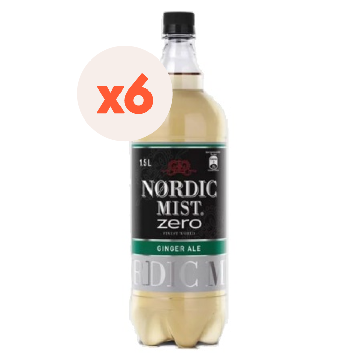 6x Bebida Ginger ale Nordic Zero botella desechable 1500cc