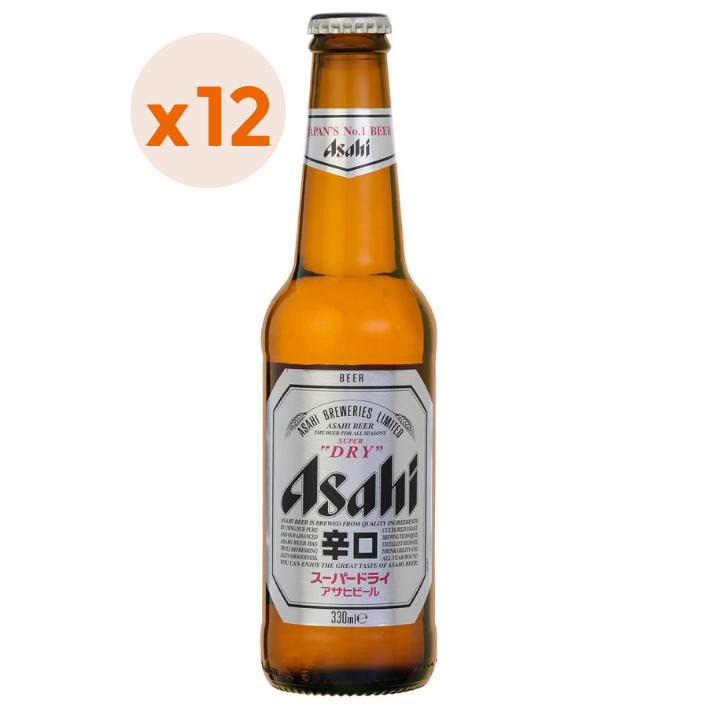 12x Cerveza Asahi Super Dry 5.2° 330cc