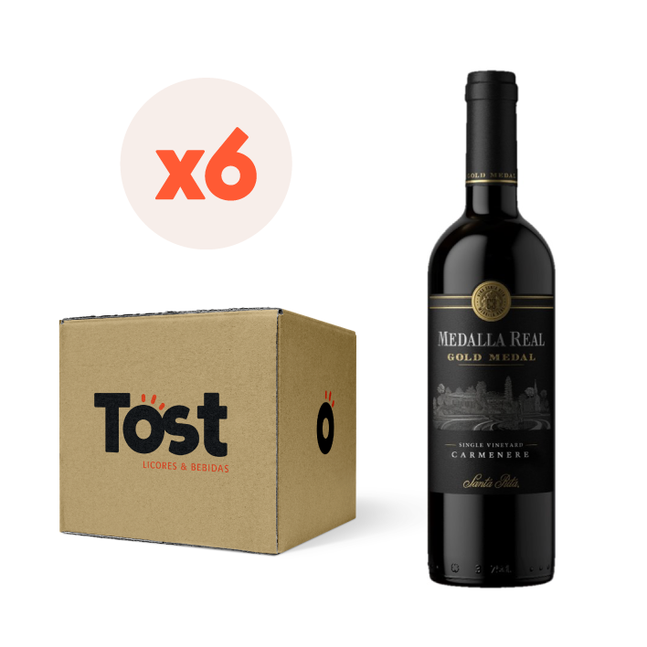 6x Vino Medalla Real Gold Medal Carmenere 750cc