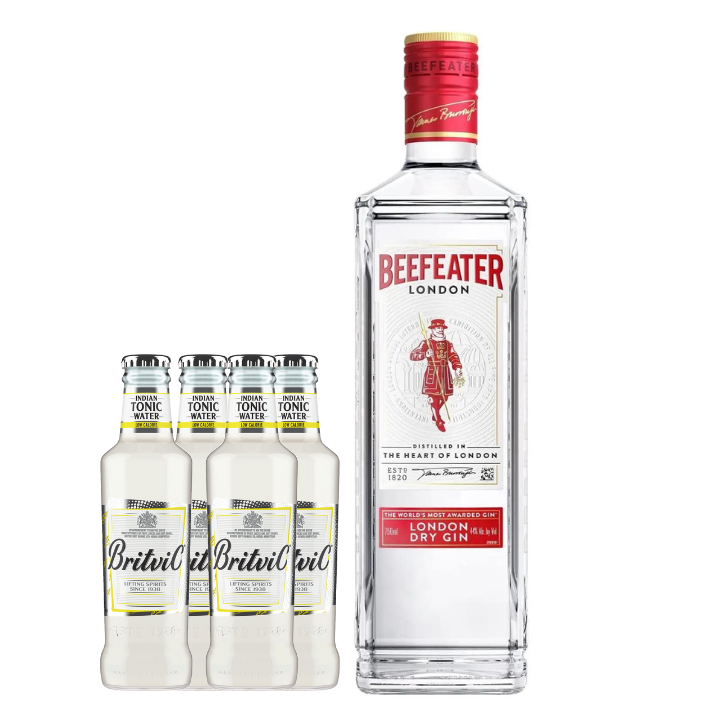 Gin Beefeater 750cc + 4 Agua Tónica Britvic Low Calorie 200cc