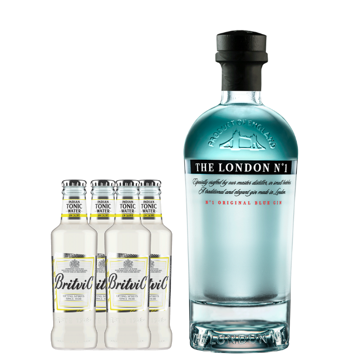 Gin The London Nº1 47º 700cc + 4 Agua Tónica Britvic Low Calorie 200cc