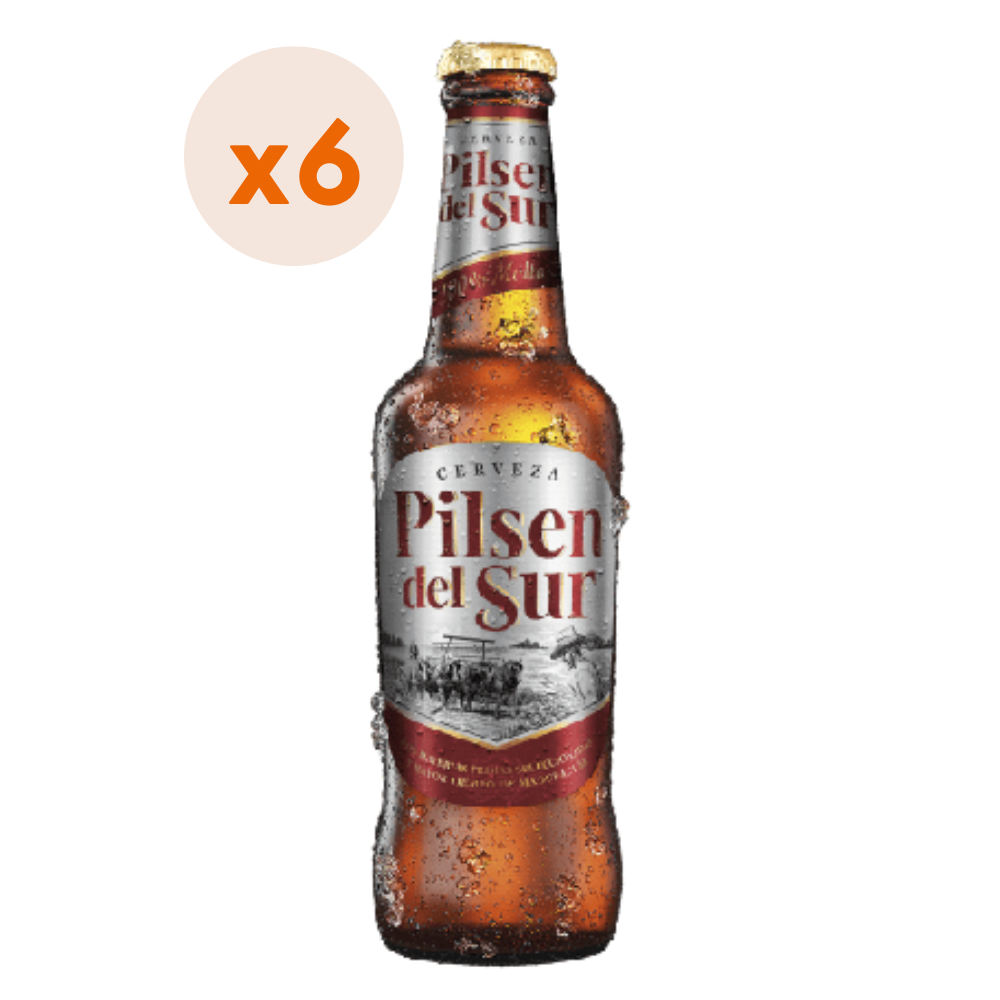6x Cerveza Pilsen del Sur 4.4° Botellin 300cc