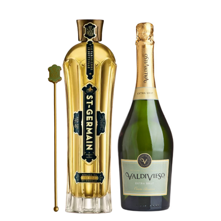 Pack Licor Flor De Sauco St. Germain 750cc + Espumante Valdivieso Extra Brut + Revolvedor St. Germain