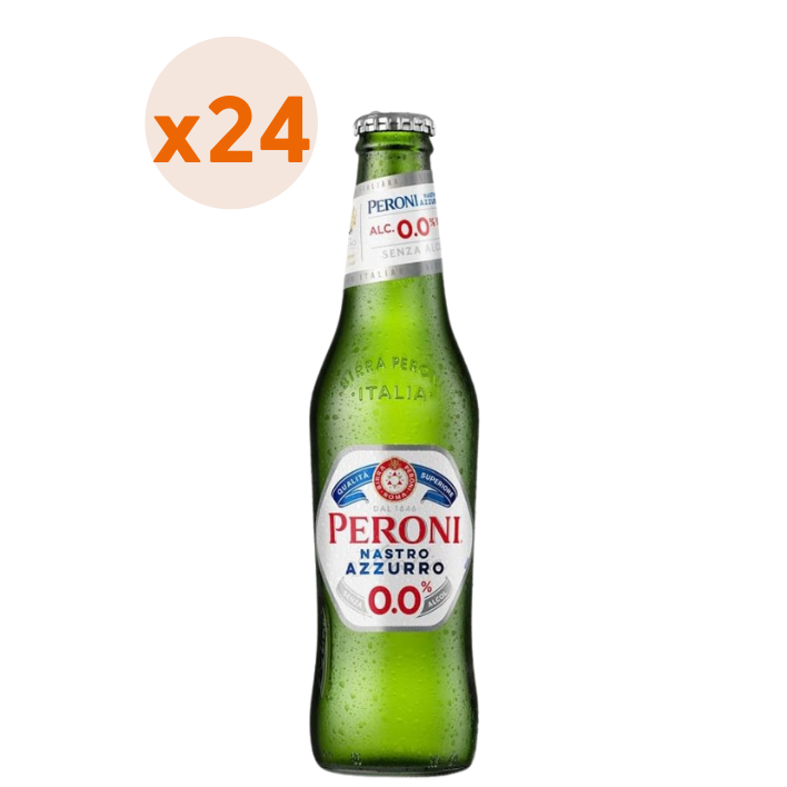 24x Cervezas Peroni Nastro Azzurro Sin Alcohol Botellín 330cc