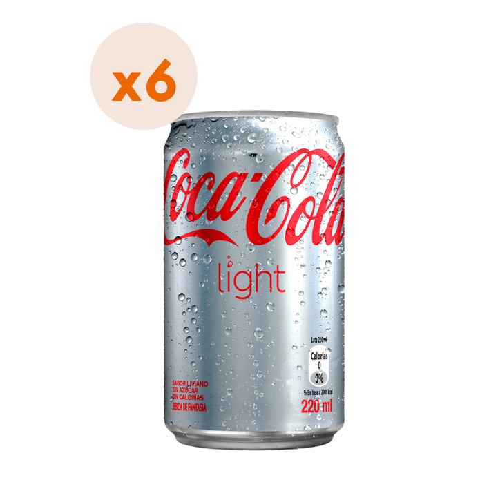 Pack 6x Bebida Coca Cola light Mini Lata 220cc