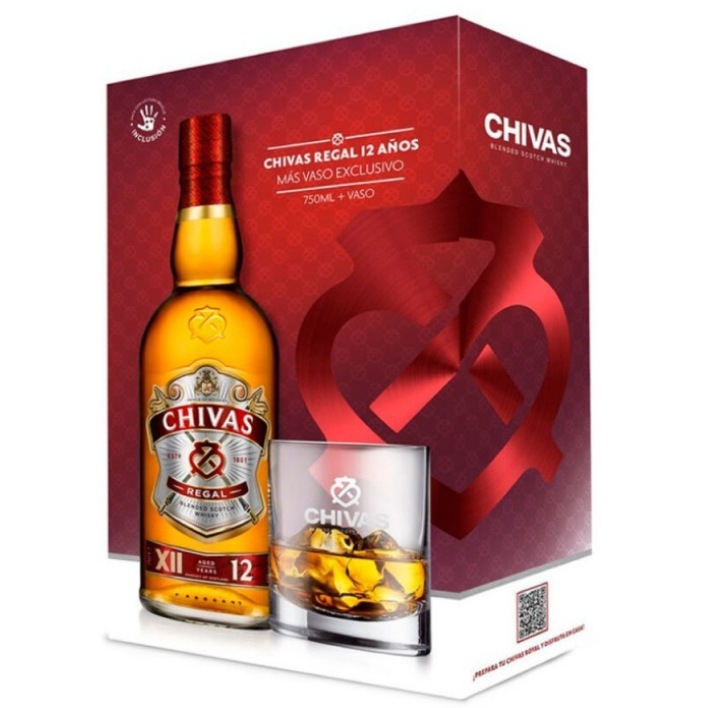Pack Whisky Chivas Regal 12 Años 40º 750cc + Vaso