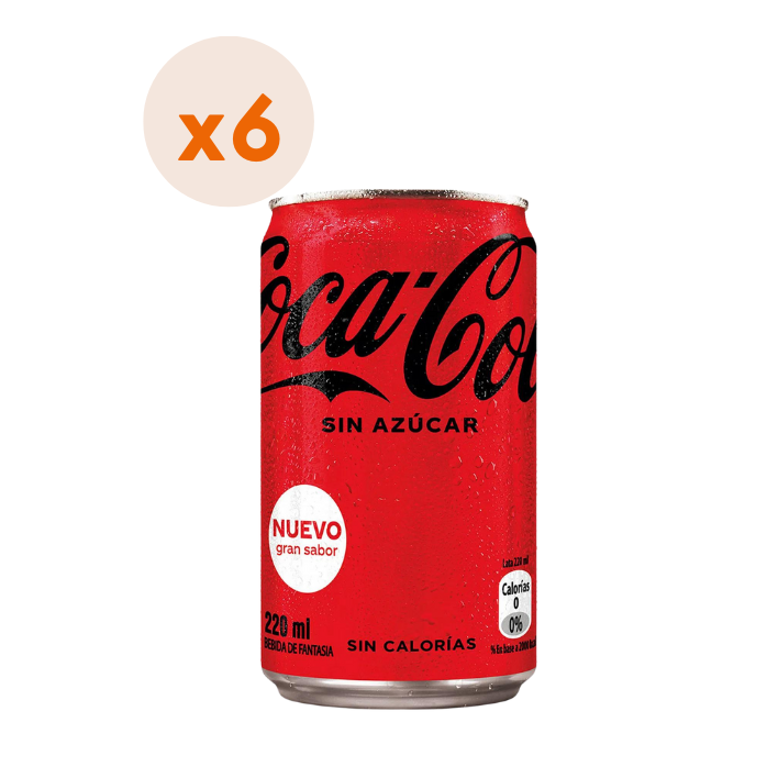 6x Bebida Coca Cola Zero Lata 220cc - Tost