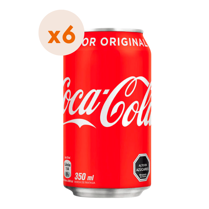 Pack 6x Bebida Coca Cola Normal Lata 350cc