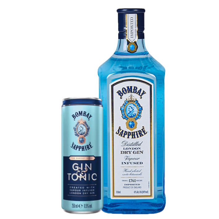 Gin Bombay Sapphire 40° 750cc + 1 Gin & Tonic Bombay Sapphire Lata 250cc