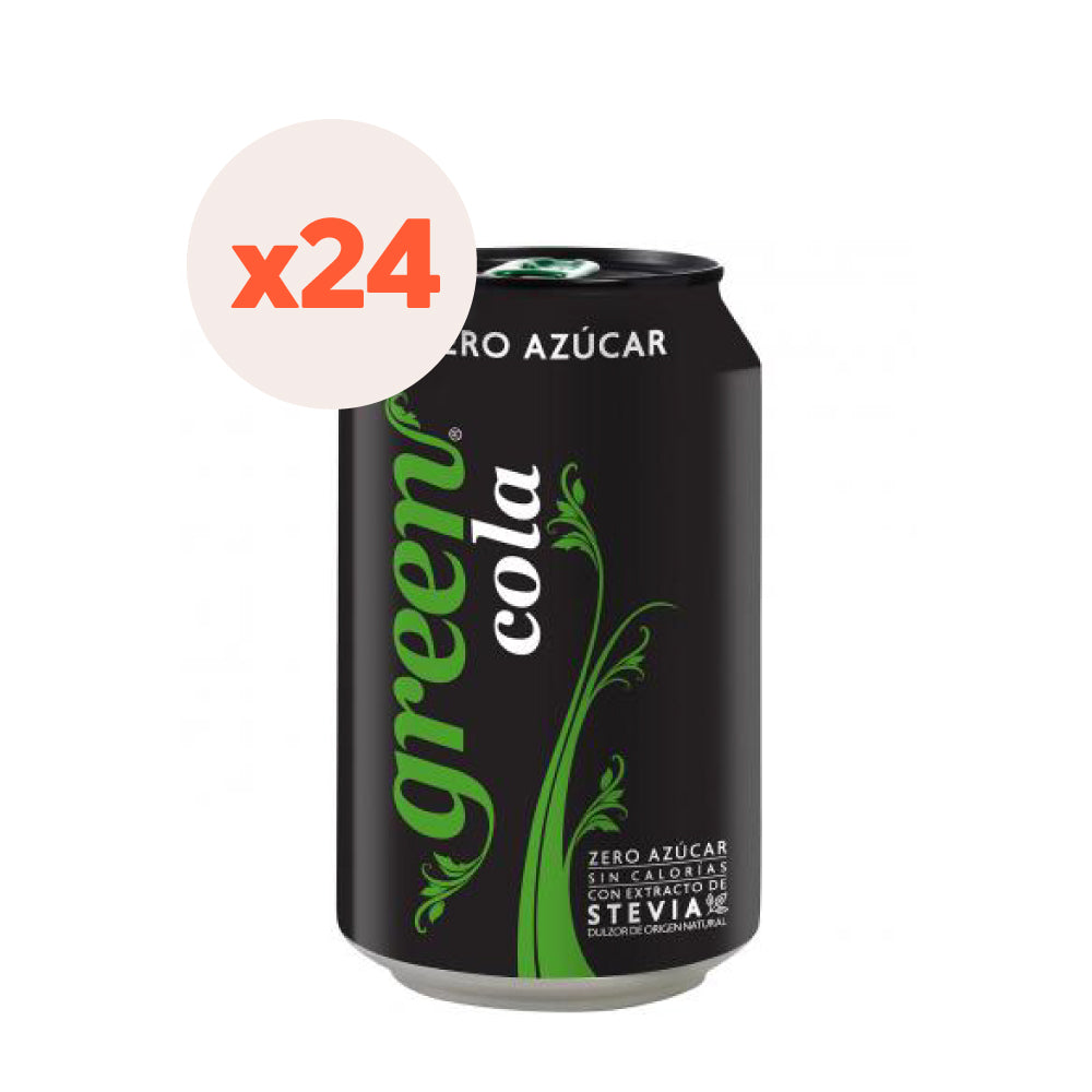 Pack 24 x Bebida Green Cola Zero lata 330cc
