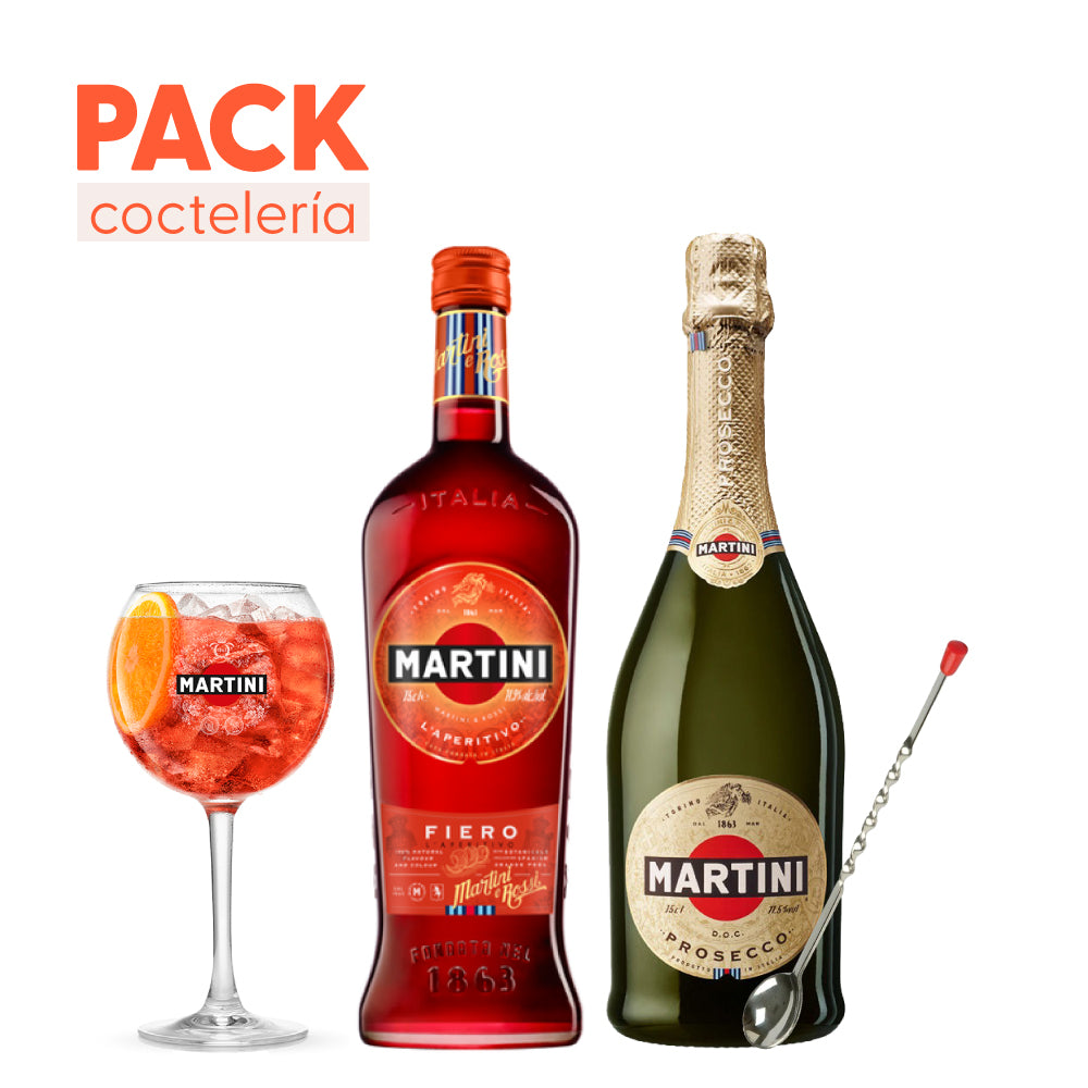 Pack Martini Fiero Spritz 750cc + Copa Martini Acr + Cuchara Cóctel