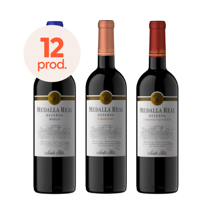 12x Mix Vino Medalla Real Reserva 750cc ($3.490 c/u)